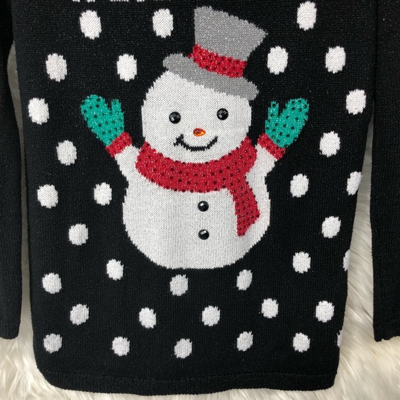 Justice Girls Snowman Snow Day Sweater with Beads Long for Leggings SZ 12 Winter - Picture 2 of 8